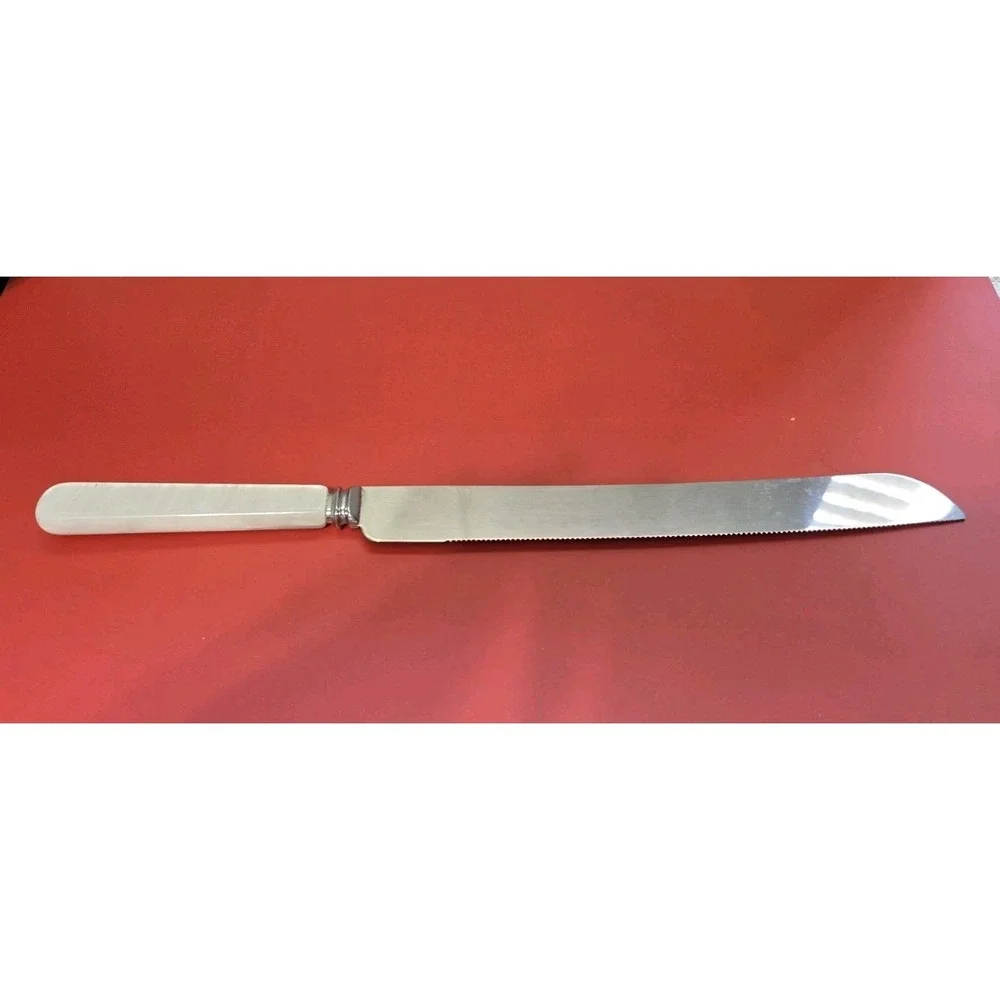 Vintage Cake Knife By Treasure Masters Faux White Marble Handle Stainless Steel